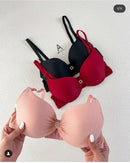 💎 Pack of 2 Luxury Ribbed Push-Up Bras – With Glam Charm 💎