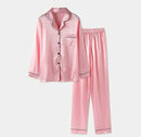 Elegant Silk Ladies Night Suit - Shirt and Trouser Sleepwear Set for Women